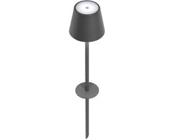 Zafferano Poldina Tuinlamp - LED Lamp met Grondspies - Buitenlamp Donkergrijs - Oplaadbare Terraslamp - Lantaarn IP54 Spatwaterdicht - Dimbaar - USB oplaadbaar - 60 cm
