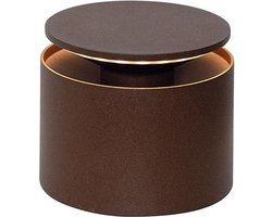 Zafferano Push Up Pro Tafellamp - Oplaadbare Buitenlamp Roest Bruin - Nachtlamp - IP54 Spatwaterdicht - Bureaulamp Snoerloos - Dimbare LED Lamp - Tuinlamp met Draadloos Oplaadstation - Ø 12cm