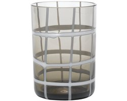 Zafferano Twiddle - Set van 6 grijze geblazen glazen, 35 cl - Handgemaakte tumblers met witte decoratie, vaatwasserbestendig