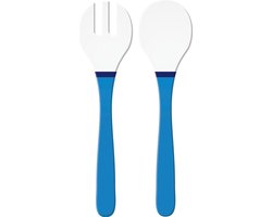 Zak Designs Riviera Saladebestek - Set van 2 Stuks - 32 cm - Wit/Blauw