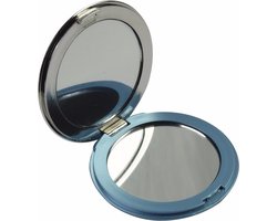 Zak spiegeltje - blauw - D7,5 cm - inklapbaar - make up spiegel