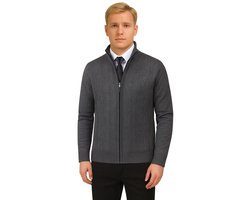 Zakelijk Heren Vest - Gebreid - Trui - Rits - Hoge Kraag - Grijs