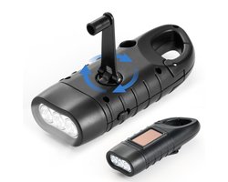 Zaklamp Led - Hand Crank - Zonne-energie - Oplaadbaar - Survival-Gear - Opladen - Zaklamp - Dynamo - Vissen - Varen - Wandelen