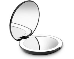 Zakspiegel - Verlichte make-upspiegel - Make-upspiegel - LED-verlichte spiegel - Spiegel - Verlichte reisspiegel - 1x/10x vergrootglas - Draagbaar - Geschikt voor handtassen, portemonnees, reistassen - Zwart