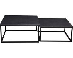 Zanara Salontafel Zwart - NoaHome | Stijlvolle Industriële Houten Salontafel met Metaal | Vierkante Salontafel | Duurzaam & Makkelijk Schoon te Maken | Woonkamermeubel