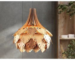 Zanart Woondecoratie - Hanglamp - Houten - Verlichten - 3,6mm Multiplex Hardhout - Naturel Hout Kleur -40x44cm