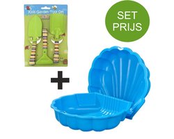 Zandbak Schelp En Tuinset Met 3 Tuin Accessoires (Groen)