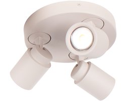 Zandkleurige spot Razza | Drielichts | Zandkleur / crème | metaal | Ø 21 cm | eetkamer / woonkamer / slaapkamer lamp | modern / stoer design | GU10 fittingen | Richtbaar: kantelbaar en draaibaar