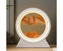 Zandlamp, 3D drijfzandkunst, dynamische ronde glazen zandlandschap, LED-binnenverlichting, zandkunst bureaulamp, kantoordecoratie
