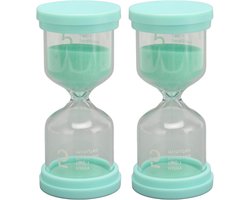 Zandloper Kinderen - Zandklok Minuten - Tijd Leren - Hoog Borosilicaatglas - 2 stuks - Groen