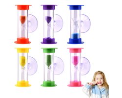 Zandloper Van 3 Minuten - 6 Stuks - Zuignap Zandloper - Zandloper Timers - Zandlopers - Poets Timer - Badkamer / Tandenpoets Zandloper - Timer Voor Spellen, Yoga, Leren, Koken, Douch En Tandenpoetsen - Voor School, Kantoor, Badkamer - 6 Kleuren