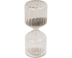 Zandloper woondecoratie - glas - 13 x 6 cm - grijs zand - decoratieve woonaccessoires