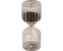 Zandloper woondecoratie - glas - 13 x 6 cm - zwart zand - decoratieve woonaccessoires