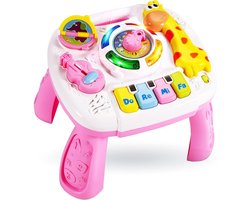 Zandtafel met Watertafel - Speeltafel voor Kinderen - Activiteiten Tafel voor Baby - Wit met Roze