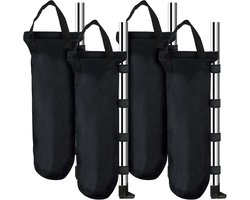 Zandzakken Set van 4 - Zwart - 50 x 20 cm - Duurzaam Waterdicht Materiaal - Voor Tuinhuisjes en Paraplustandaards