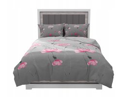 Zaratex Satijnen Dekbedovertrek 220x200cm Poppy Bloemen Zilver