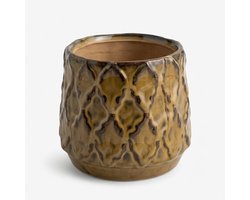 Zaria Keramieken Plantenpot Bruin – ⌀ 12 × H 11 cm – Moderne Plantenpot