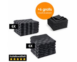 Zavelo 6x Theedoeken en 6x Keukendoeken Set + 6x GRATIS VAATDOEKJES - 6x Theedoeken - 6x Keukendoeken - Antraciet