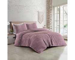 Zavelo Dorien Rib Teddy Dekbedovertrek Roze-Lits-jumeaux (240 x 200/220 cm)