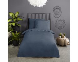 Zavelo Effen Dekbedovertrek Denim Blauw - 1-persoons (140 x 200/220 cm) - 100% katoen - Super Zacht - Kleurvast