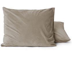 Zavelo Velvet Kussenslopen Taupe (2-stuks)