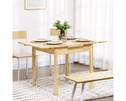 Zaza Home Eettafel, vouwtafel, eetkamer voor 2-4 personen, uitbreidbare keukentafel, houten tafel voor eetkamer, keuken, natuur, 120 x 80 x 75 cm