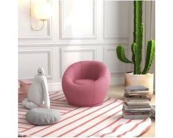 Zaza Home Fauteuil roteerbare lounge stoel enkele stoel zachte fauteuil fauteuil tot 120 kg veerkrachtig, roze