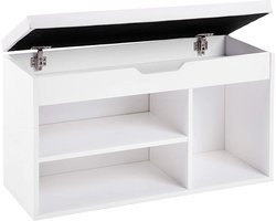 ZAZA Home Schoenenbank, schoenenkast, schoenenrek, zitkist, gestoffeerd zitbank, 30x80x44cm, Wit