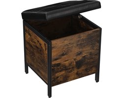 ZAZA Home zitbank, zitbank met opbergruimte, gewatteerde kist, vintage bruin-zwart