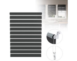 Zebra Rolgordijn – Verduisterend & Lichtdoorlatend – Zwart – 80 x 150 cm – Zonder Boren – Badkamer, Woonkamer & Slaapkamer