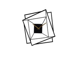 Zeckhome Artisan Eclips – Moderne Wandklok 40 cm – Geometrisch Design – Zwart Metaal met Gouden Wijzers – Stil Uurwerk