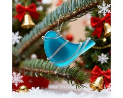 Zee glas vogel ornament, cardinal tree ornament, kerstboom vogel ornament, glazen kunst souvenir ornament voor een goede vriend (blauwe vogel)