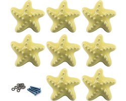 Zee ster vormige keramische deurknoppen voor kinderkamer, kast en ladekasten - inclusief schroeven en afstandhouders