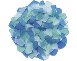 Zeeglas Stukken - Knutsel Glas - Ambachtelijk Knutselen - Gerecycled Materiaal - 950 ml - Blauw Groen Wit