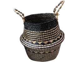 Zeegras Bloempot Mand - Plantenmand Opberger - Thuis Organiseren - Handgemaakt Natuurlijk Materiaal - 32 cm Diameter - Natuurlijk