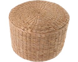 Zeegras Kruk - Rieten Poef - Zitplaats Creëren - Handgeweven Natuurlijk - 30x30x20 cm - Beige