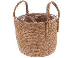 Zeegras Mand Plantenbakken - Rustieke Opbergmand en Bloempot 25 CM