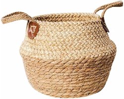 Zeegras Plantenmand - Handgeweven Pot - Binnen Buiten - Met Waterdichte Voering - Diameter 30 cm - Beige