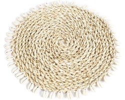 Zeegras Shell Pan Coaster - Eilandstijl - Tafeldecoratie - Natuurlijk esthetisch - 23 cm x 23 cm x 1 cm