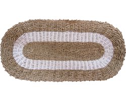Zeegras Tapijt - Ovaal Vloerkleed - Wit & Bruin - 120cmx60cm