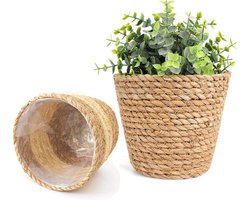 Zeegrasmanden Set van 2 - Plantenmanden - Voor Binnen en Buiten - 18 cm - Acryl