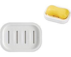 Zeepbakje - - Badkamer Accessoires - Zeephouder - 10 x 7.8 x 10cm - Wit - Badkamer Accessoires - Reisformaat Toiletartikelen