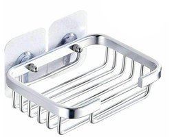 Zeepbakje – Badkamer-/doucherekje – Aluminiumlegering – Zilver – 13 x 9 x 3 cm – Wandmontage – Boren niet nodig – Zelfklevend – Met afvoergaten