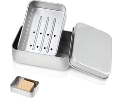 Zeepbakje - Badkamer - Zeepbakje Douche - Zeepdoos - met deksel - Zeephouder met afvoer - 96*68*30mm - Aluminium - zilver