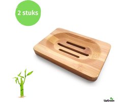 Zeepbakje bamboe – Set van 2 stuks – Zeepdoos – Bamboe – Zeepbakje douche – Zeepschaaltje – Bamboe bakje – Bamboe zeephouder