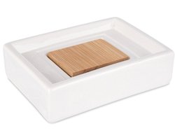 Zeepbakje Dolomiet Houten Wit - Zeephouder - Zeepschaaltje - Zeepschaal