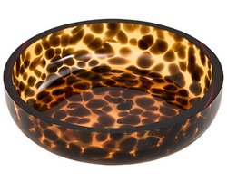 Zeepbakje Dotty - Ø 11 cm Glas - Bruin Rond - Zeephouder - Luipaardprint - Panterprint - Glazen zeephouder - Zeepbakje