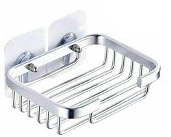 Zeepbakje - Douche / Badkamer rekje - Zeephouder - Aluminiumlegering - zilver - 13 * 9 * 3 cm - Wandmontage - Zonder Boren - Zelfklevend - met afvoer