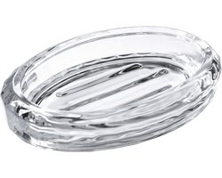 Zeepbakje Glas - Zeephouder Bakje - Badkamer Keuken - Verhoogde Groeven - 14 x 10 cm - Transparant