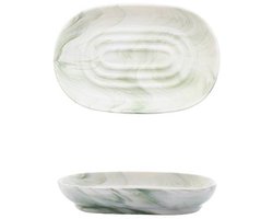 Zeepbakje - Keramische zeepbakje - Antislip marmeren zeepbakje - Badkamerzeephouder - Geschikt voor badkamers, doucheruimtes, keukens en reizen - Groen